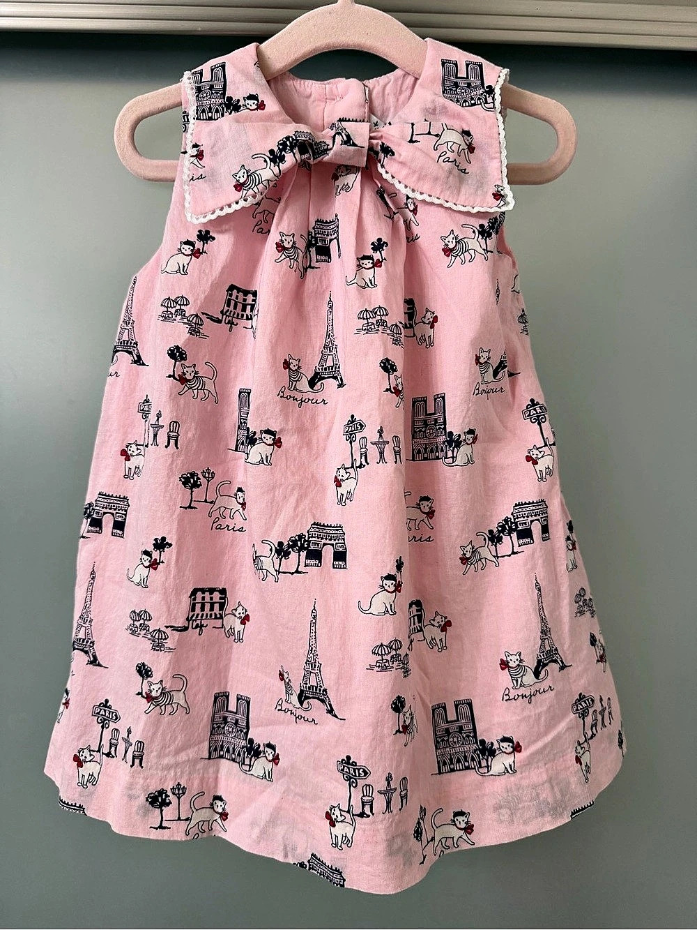 Janie and Jack Pink Paris Print Dress 6-12M